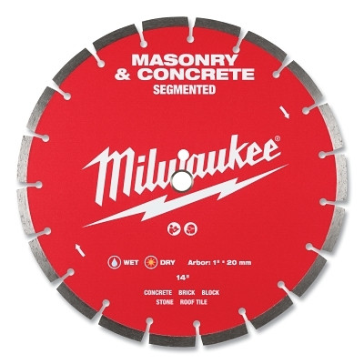 Milwaukee Tool 49-93-9314 Segmented Masonry and Concrete Blade, 1 in Arbor Dia, 14 in Blade Dia