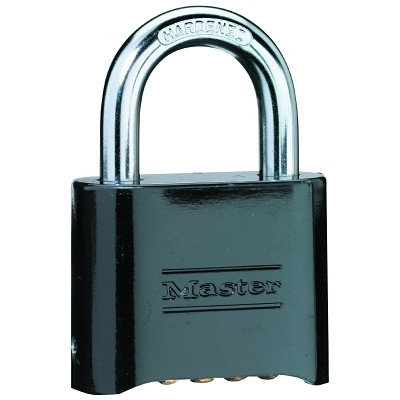 Master Lock 178BLK No. 178 Solid Brass Combination Padlock, 5/16 in dia, 1 in L x 1 in W, Brass