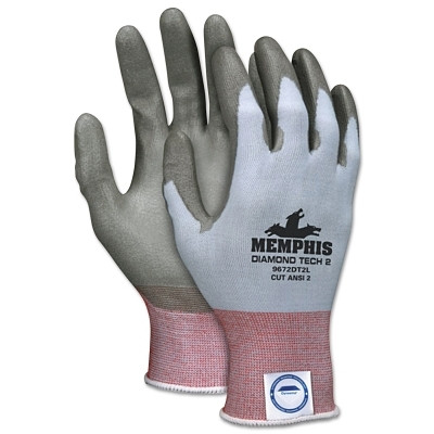 MCR Safety 9672DT2L Diamond Tech 2 Gloves, Large, Gray/Light Blue