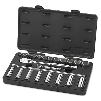 GEARWRENCH 80707 Surface Drive Socket Set With 84 Tooth Ratchet, 23 Pc, 1/2 in Drive, SAE