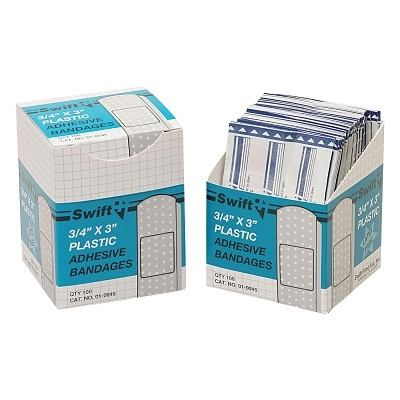 North by PIP 010045 Adhesive Bandage, 3/4 in x 3 in Strips, Plastic
