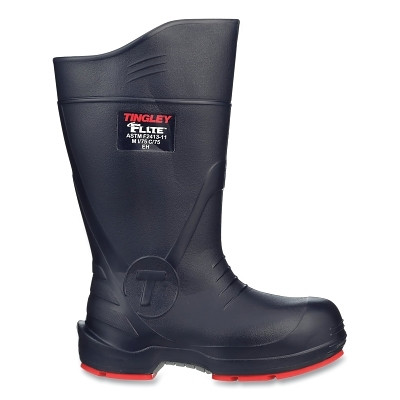 Tingley 26256-10 Flite Knee Boots, 26256 Composite Safety Toe, 15.6 in H, Aerex 1.5.5/Nitrile Rubber, Size 10, Navy Blue/Red