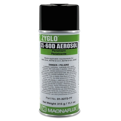 Magnaflux 01327278 Zyglo ZL-60D Water Washable Fluorescent Penetrants, Liquid, Aerosol Can, 16 oz