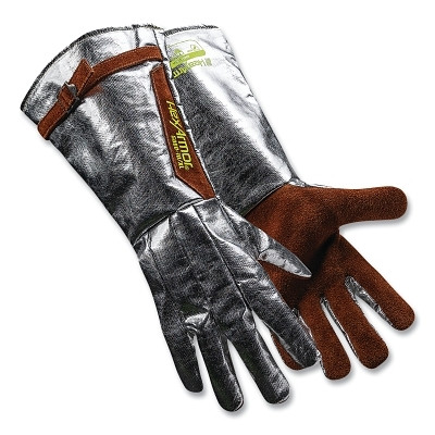 HexArmor 5060-XXL HeatArmor Aluminized Welding Gloves, 5060, Split Cowhide Leather/Aluminized Aramid, 2X-Large, Brown/Aluminum