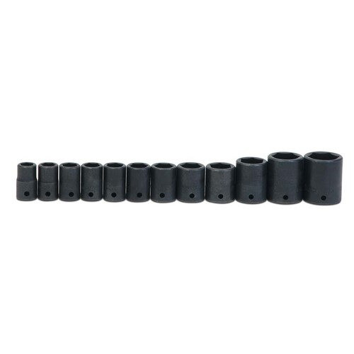 Socket Set, 12 Pieces, 1/2 Inch Dr, Shallow, 1/2 Inch Size