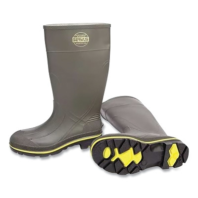 Servus 75101-090 Pro PVC Boots, Steel Toe, Size 9, 15 in H, PVC, Gray with Black/Yellow Sole