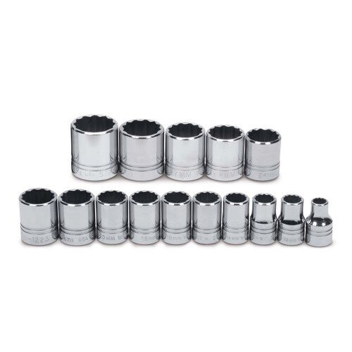 Williams Metric 1/2" Dr Impact Socket Set, 15 Pcs, Size: 10MM - 32MM