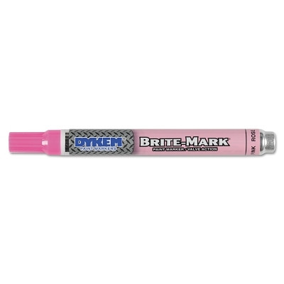 DYKEM 84009 BRITE-MARK Medium Permanent Paint Marker, Valve Action, Pink