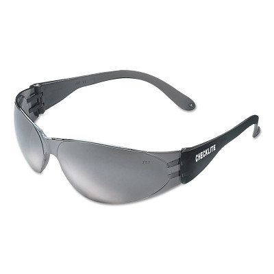 MCR Safety CL117 Checklite CL1 Frameless Safety Glasses, Polycarbonate Silver Mirror Lens, Duramass, Smoke Polycarbonate Temples