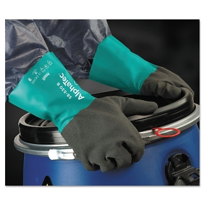 Ansell 123811 AlphaTec 58-530B/58-535B Gloves, 9, Grey/Teal, 12 in Cuff, 58-530B