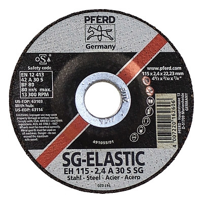Pferd 63103 Type 27 Premium Performance SG Depressed Center Cut-Off Wheel, 4-1/2 in dia, 3/32 in Thick, 7/8 in Arbor, 46 Grit