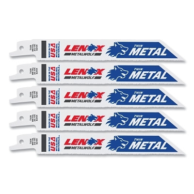 Lenox 20568624R Metal Cutting Reciprocating Saw Blade, 6 in L x 3/4 in W x 0.035 in Thick, 24 TPI, 5 EA/PK