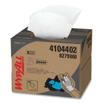 WypAll 41044 X80 Heavy-Duty Cloth, White, 11.1 in W x 16.8 in L, 160 Sheets/BX, Brag Box