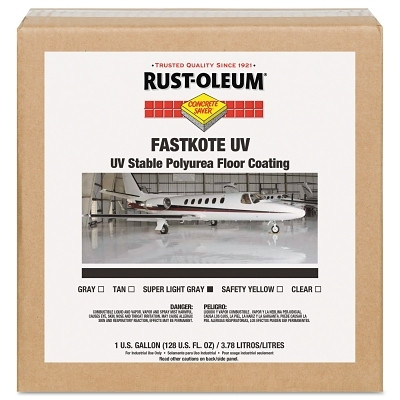 Rust-Oleum 278494 FastKote UV Stable Polyurea Floor Coatings, Light Gray, 1 gal, Solvent