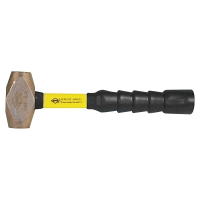 Nupla 30040 Classic Nuplaglas Non-Sparking Brass Hammer, 4 lb Head, 12 in Fiberglass Handle, Super Grip