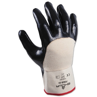 Showa 7066-10 Nitrile Palm Coated Gloves XL Navy White Smooth Grip