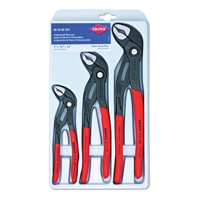 Knipex 002006US1 Cobra 3-Piece Locking Pliers Set, 7-1/4 in/10 in/12 in Pliers