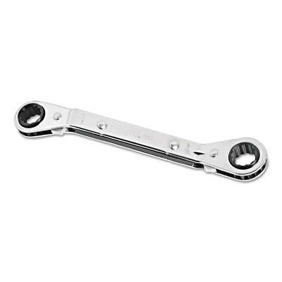 Proto J1183T 12-point Offset Ratcheting Box Wrench, SAE, 1/2 in x 9/16 in Openings, 6-3/4 in OAL, Reversing