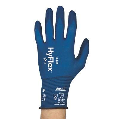 HyFlex 11-818 18-Gauge Nylon Liner with Navy Palm Coating Gloves Size 8 Dark Blue Single Pair