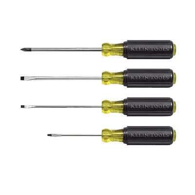 Klein Tools 85484 4 Piece Mini Cushion-Grip Screwdriver Sets, Cabinet/Keystone Slotted/Phillips