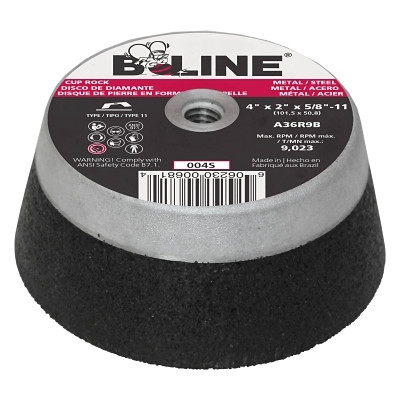 B-Line Abrasives 90992 Cup Wheel, 4 in dia, 2 in thick, 5/8 in to 11 in arbor, 36 grit