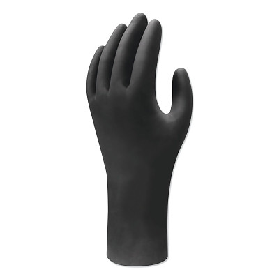 SHOWA 6112PFS 6112PF Biodegradable Nitrile Disposable Gloves, Small, Black, 4 mil