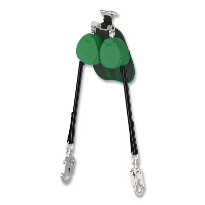 MSA VTLEW-022-PE-A V-TEC EDGE Personal Fall Limiter, Twin Leg, 8 ft, 310 lb Load Cap, Harness Locking Pin, 36CS Snaphook Bottom Connector