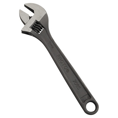 Proto 708SB Protoblack Adjustable Wrench, 8 in L, 1-1/8 in Opening, Black Oxide