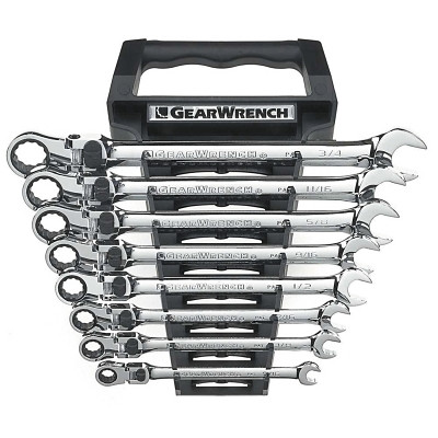 GEARWRENCH 85798 8 Pc XL Locking Flex Combination Ratcheting Wrench Sets, 12 Point, SAE