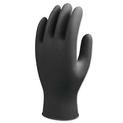 SHOWA 7700PFTL 7700 Series Nitrile Gloves, Nitrile, 4 mil, Large, Black