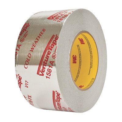 3M 7100043830 Venture Tape Aluminum Foil Tape 1581A, 2-1/2 in W x 60 yd L x 2 mil Thick, Silver, 1 RL/RL