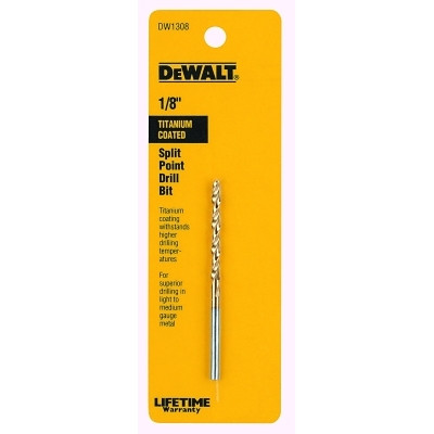 DeWalt DW1308 Titanium Split Point Drill Bits, 1/8 in