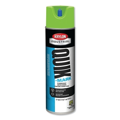 Krylon A03630004 Quik-Mark Fluorescent Inverted Marking Paint, 17 oz Cap Vol, 20 oz Aerosol Can, Safety Green