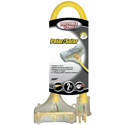 Southwire 034820002 Tri-Source Polar/Solar Plus Multiple Outlet Cord, 2 ft, 3 Outlets