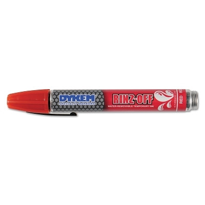 DYKEM 44106 RINZ OFF Water Removable Temporary Marker, Red, Broad Threaded Cap