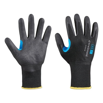 PIP 250513B7S CoreShield A5/E Coated Cut Resistant Gloves, 6/X-Small, HPPE/SS, Nitrile Micro-Foam, 13 ga, Black