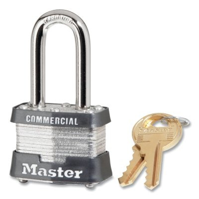 Master Lock 3KALF0536 No. 3 Laminated Steel Padlock, 9/32 in dia, 5/8 in W x 1-1/2 in H Shackle, Silver/Gray, Keyed Alike, Keyed 0536