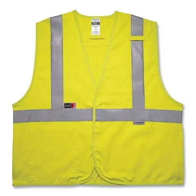Ergodyne 21467 GloWear Flame Resistant Safety Vest, 8261FRHL, Modacrylic, Class 2, Type R, 2 Pockets, Reflective Tape, 2X-L/3X-L, Lime