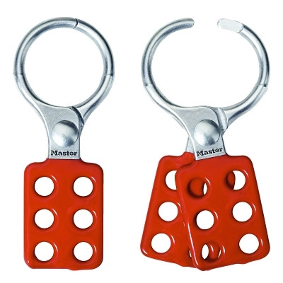 Master Lock 417 Safety Series Lockout Hasp 1-1/2 Inch Jaw 2 Inch W x 4-7/8 Inch L Red Aluminum
