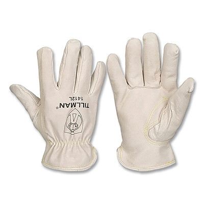 Tillman 1412L Drivers Gloves, Large, Cotton Stitching/Top Grain Pigskin, Fleece Lining, Pearl