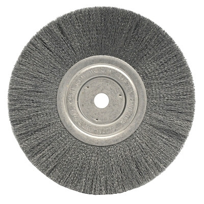 Weiler 01775 Narrow Face Crimped Wire Wheel, 8 in dia x 3/4 in W Face, 0.006 in Stainless Steel Wire, 6000 RPM
