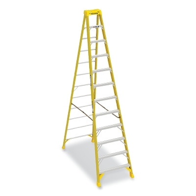 Werner 6312 Fiberglass Stepladder, 6312, Type IAA, 12 ft L, 33.84 in W, Single-Sided, 375 lb Load Capacity, Yellow