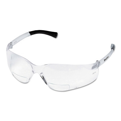 MCR Safety BKH25 BearKat BK1 Series Bifocal Reader Safety Glasses, Clear Lens, Duramass Hard Coat, Polycarbonate Frame, 2.5 Diopter