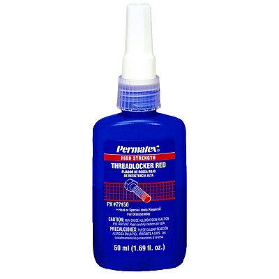 Permatex 27150 High Strength Red Threadlocker, 50 mL, 1 in Thread, Red, Liquid