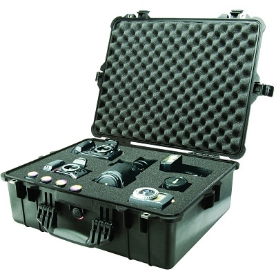 Pelican 1600000110 Protector Case, 1.65 ft, 24.39 in L x 19.36 in W x 8.79 in D, Black, with Foam