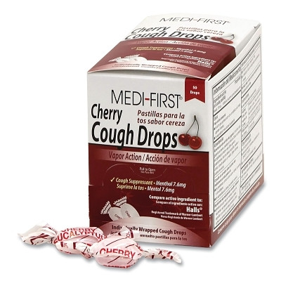 Medi-First 81550 Cherry Cough Drop, Cherry