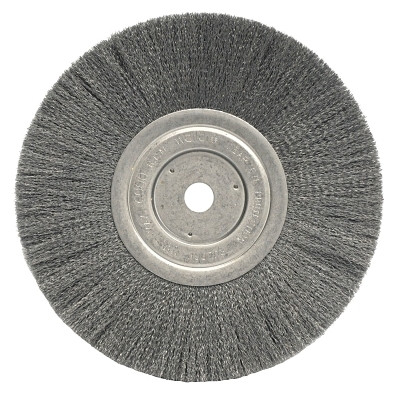 Weiler 01175 Narrow Face Crimped Wire Wheel, 8 in dia x 3/4 in W Face, 0.014 in Steel Wire, 6000 RPM