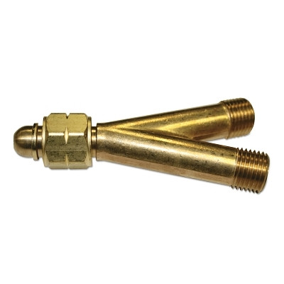 Western Enterprises 102 Y Connection, 200 psig, Brass, B-Size (F) Inlet to B-Size (M) Outlet, CGA-023, Acetylene/Fuel Gases, LH