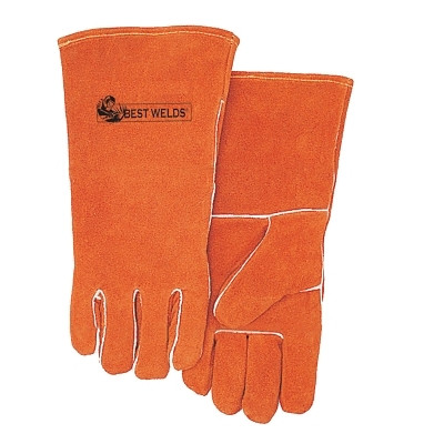 Best Welds 100GC COMFOflex Premium Leather Welding Gloves, Split Cowhide, Large, Russet