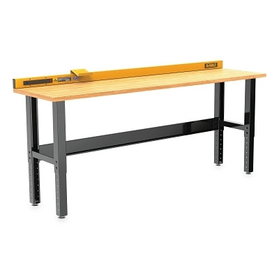 DeWalt DWST29601 Butcher Block Top Work Bench, 8 ft, 1.38 in Thick, Heavy-Duty Steel Frame